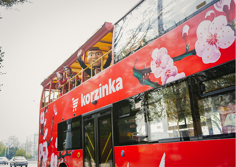 Advertising wrap on Samarkand City Tour bus